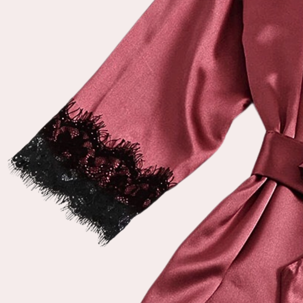 Élodie Nuit | Luxury 4-Piece Satin Sleep Set with Lace 3