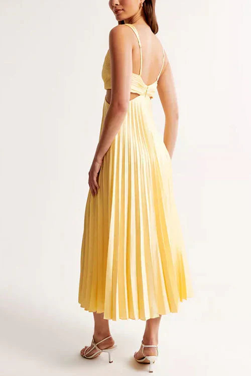 Elunara | Midi Dress with Pleated Skirt and Subtle Cut-Outs 1