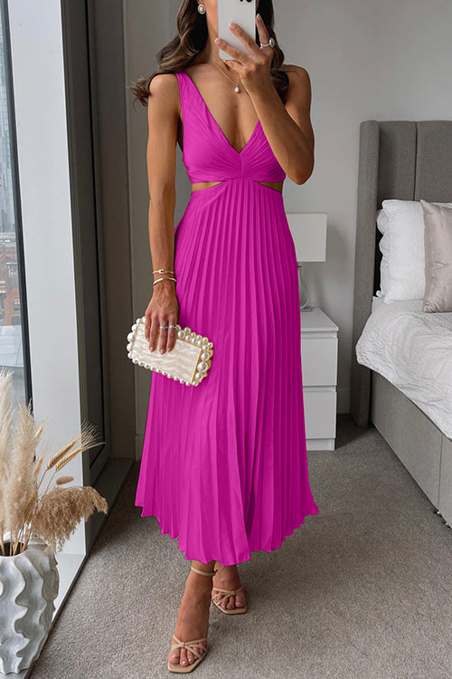 Elunara | Midi Dress with Pleated Skirt and Subtle Cut-Outs 5