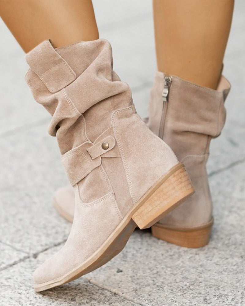Elvysa | Suede Ankle Boots with Low Heel and Soft Shaft 2