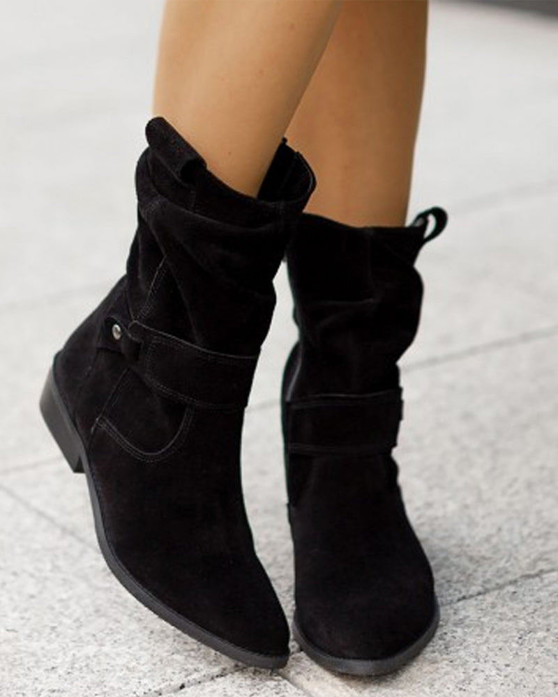 Elvysa | Suede Ankle Boots with Low Heel and Soft Shaft 3