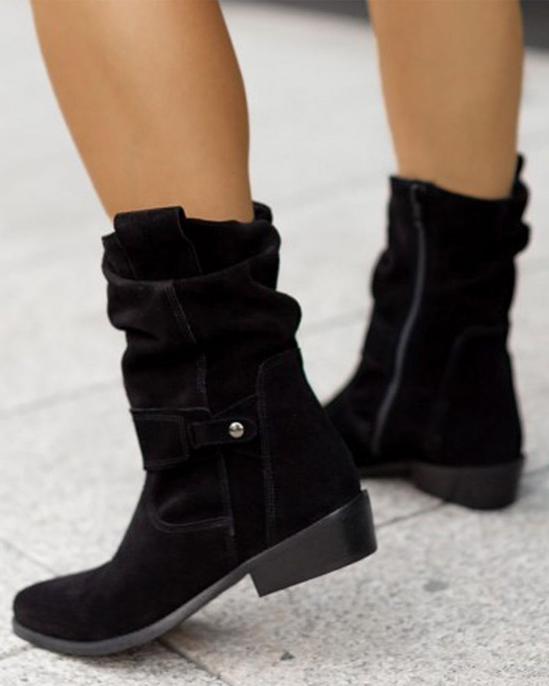 Elvysa | Suede Ankle Boots with Low Heel and Soft Shaft 4