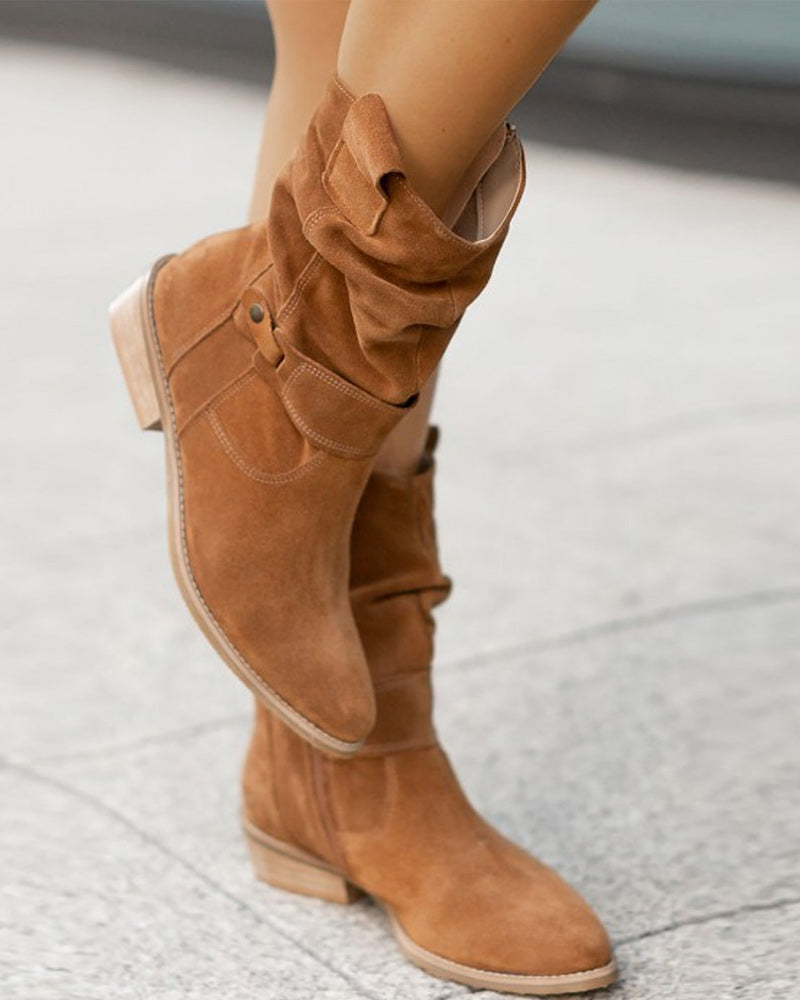 Elvysa | Suede Ankle Boots with Low Heel and Soft Shaft 5