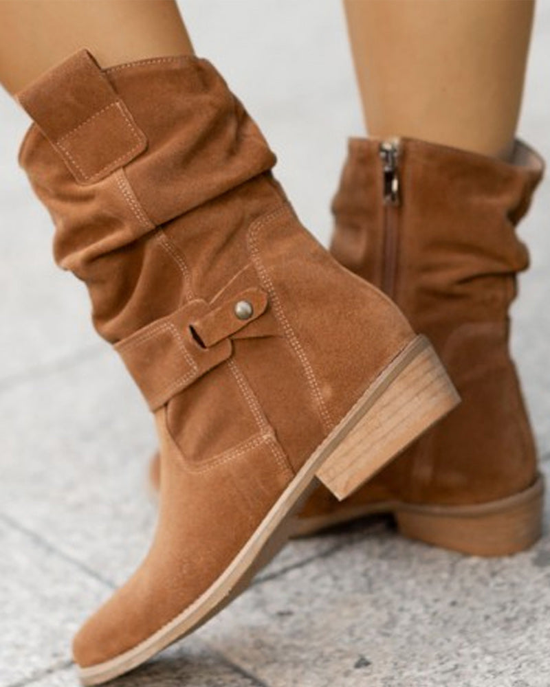 Elvysa | Suede Ankle Boots with Low Heel and Soft Shaft 6