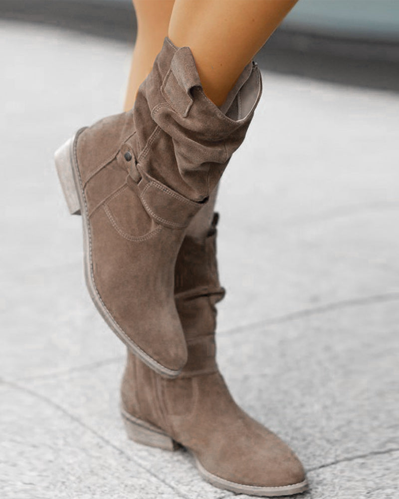 Elvysa | Suede Ankle Boots with Low Heel and Soft Shaft 7