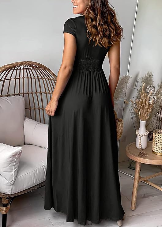 Evelyn Women's Long Dress | Pleated Crepe, Elegant Maxi Dress with High Split 3