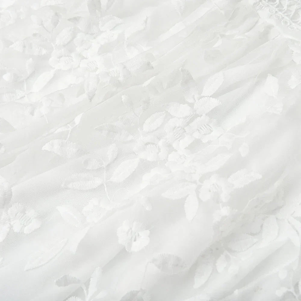 FIORELLA | White lace dress with floral embroidery 4