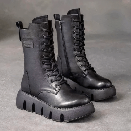 Fier Women's High Boots | Black Platform Sole, Stylish and Comfortable 0