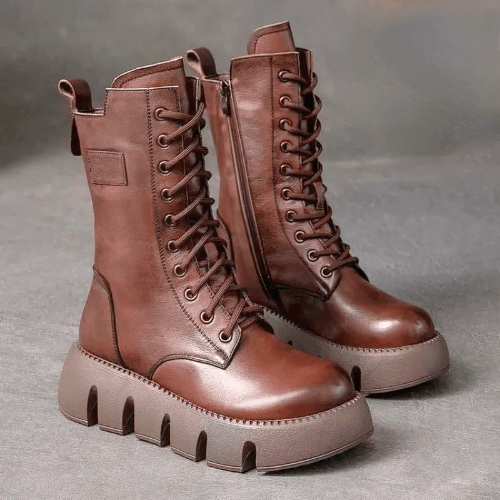 Fier Women's High Boots | Black Platform Sole, Stylish and Comfortable 1