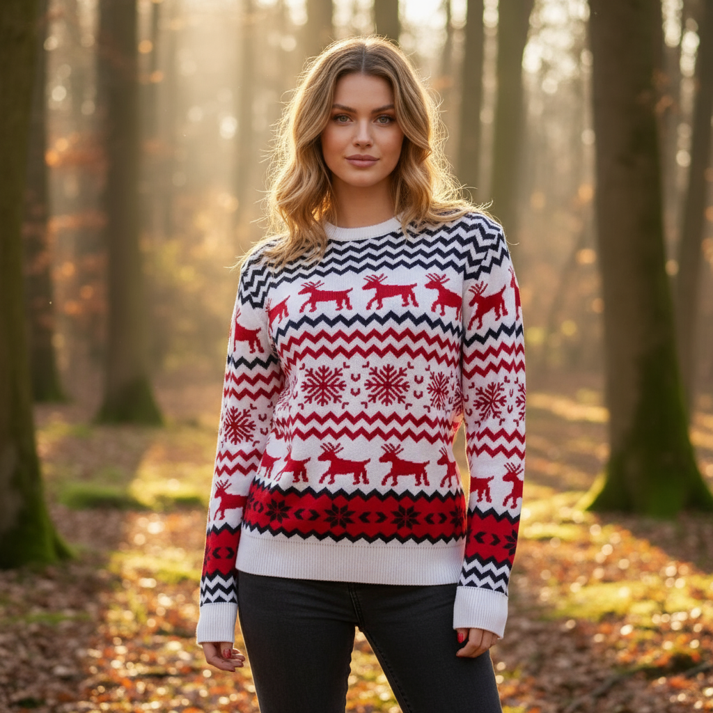 Fleur Women's Christmas Sweater | Comfortable Fit, Playful Design, 100% Acrylic 0