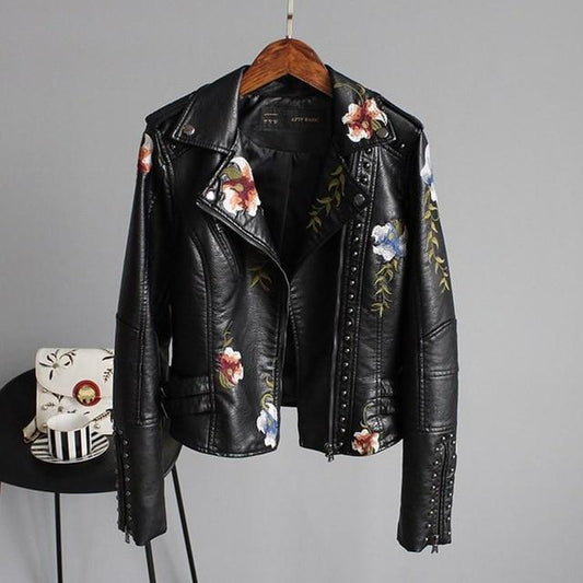 Fleur Women's Leather Jacket | Premium Faux Leather, Timeless Design 0