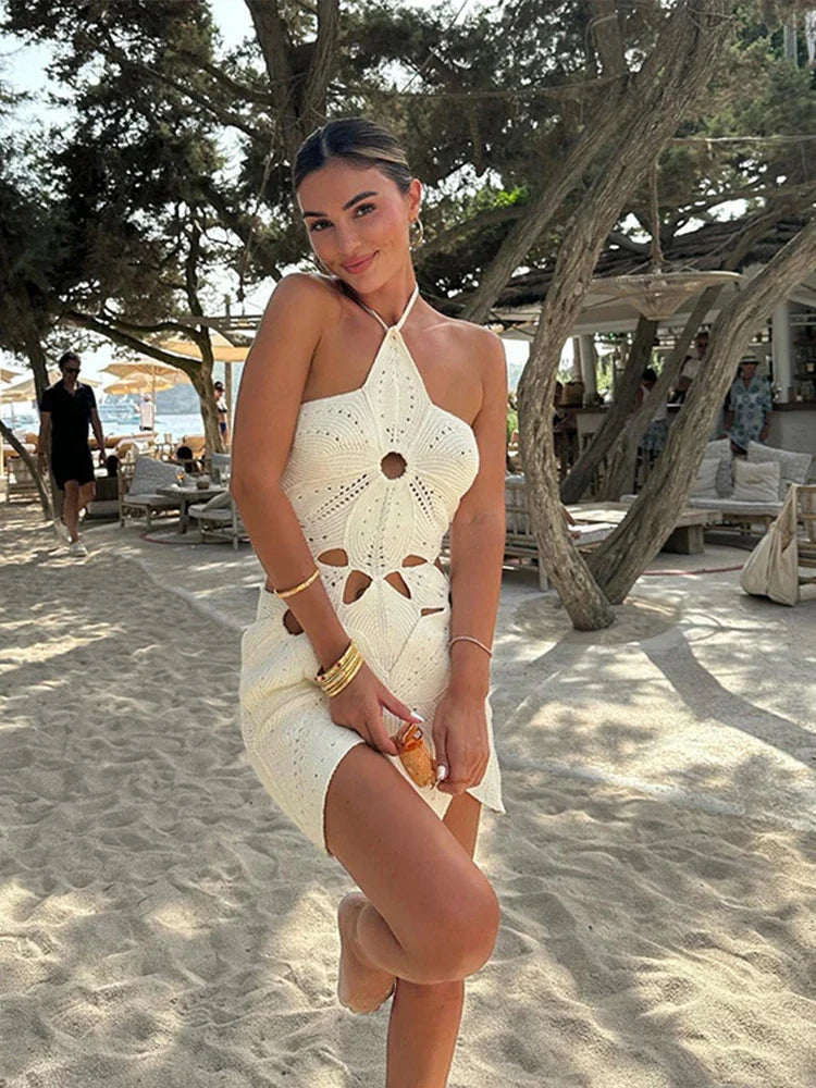 Florelle – Sexy Halter Mini Dress with 3D Flowers and Open Back 2