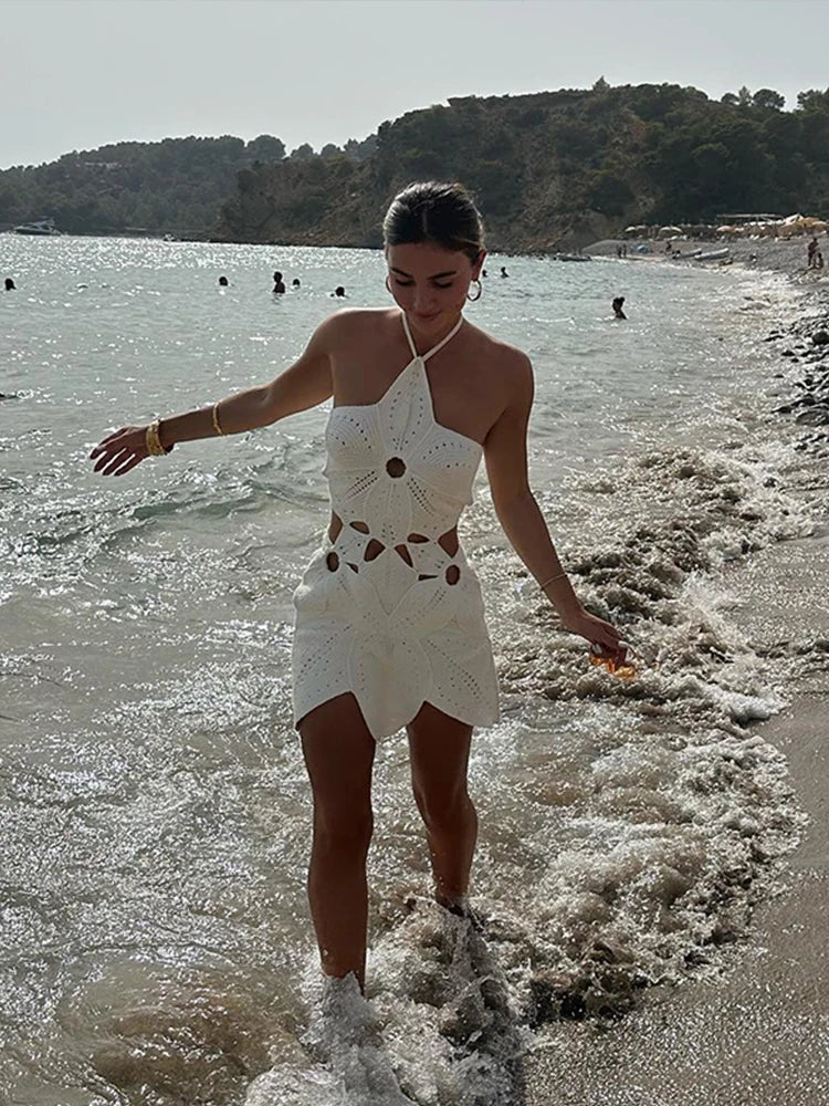 Florelle – Sexy Halter Mini Dress with 3D Flowers and Open Back 6