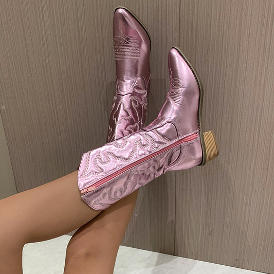 GLINTA – Metallic Cowboy Boots with Country Flair 1
