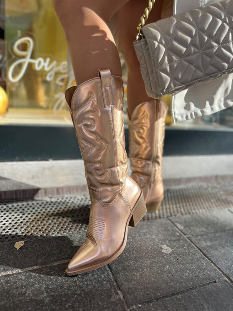 GLINTA – Metallic Cowboy Boots with Country Flair 4