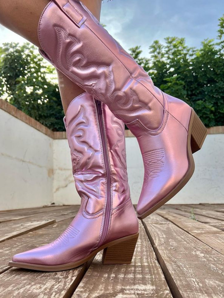 GLINTA – Metallic Cowboy Boots with Country Flair 5