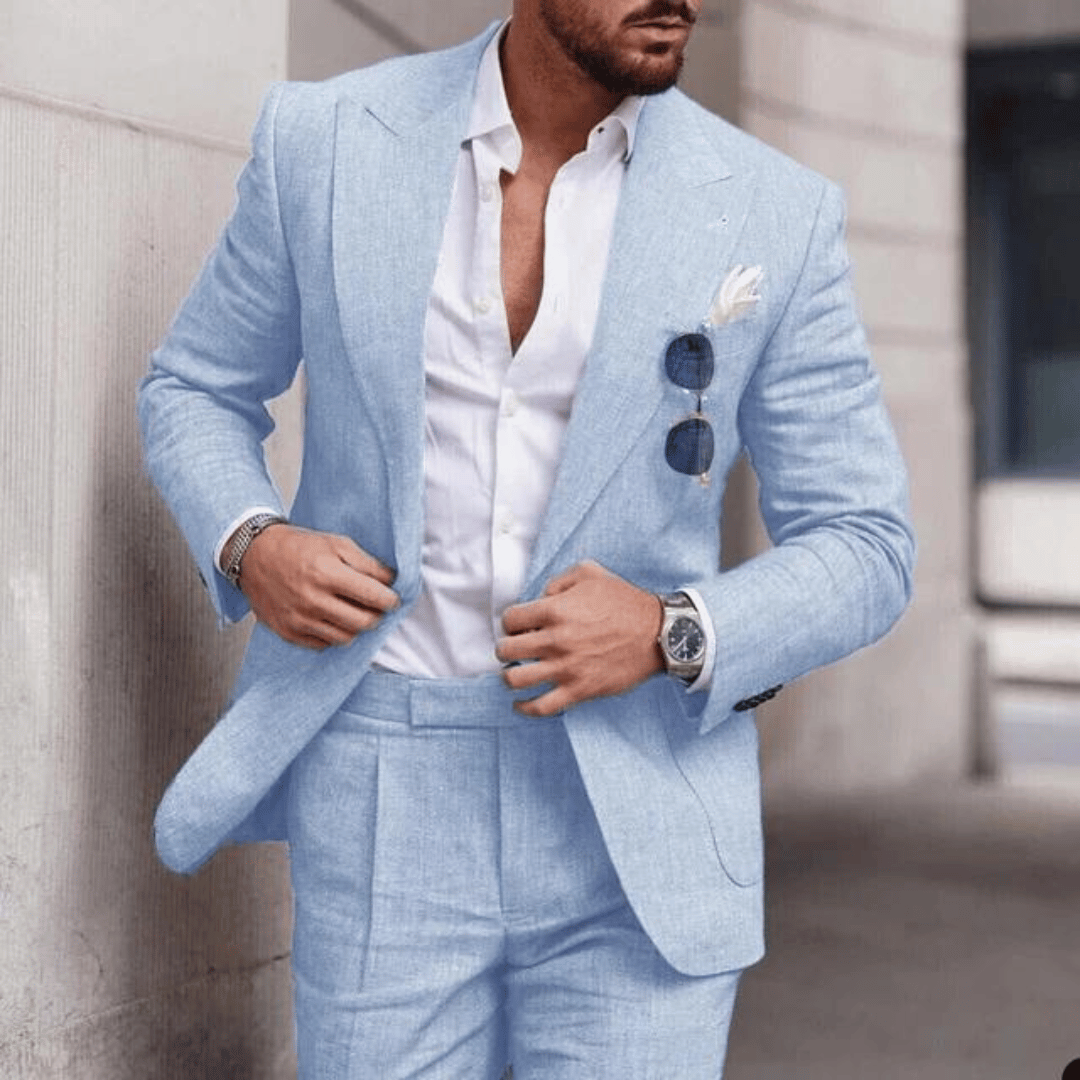 Gayan Men's Suit | Lightweight Linen Blend, Elegant Wedding Suit 0