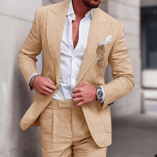 Gayan Men's Suit | Lightweight Linen Blend, Elegant Wedding Suit 1