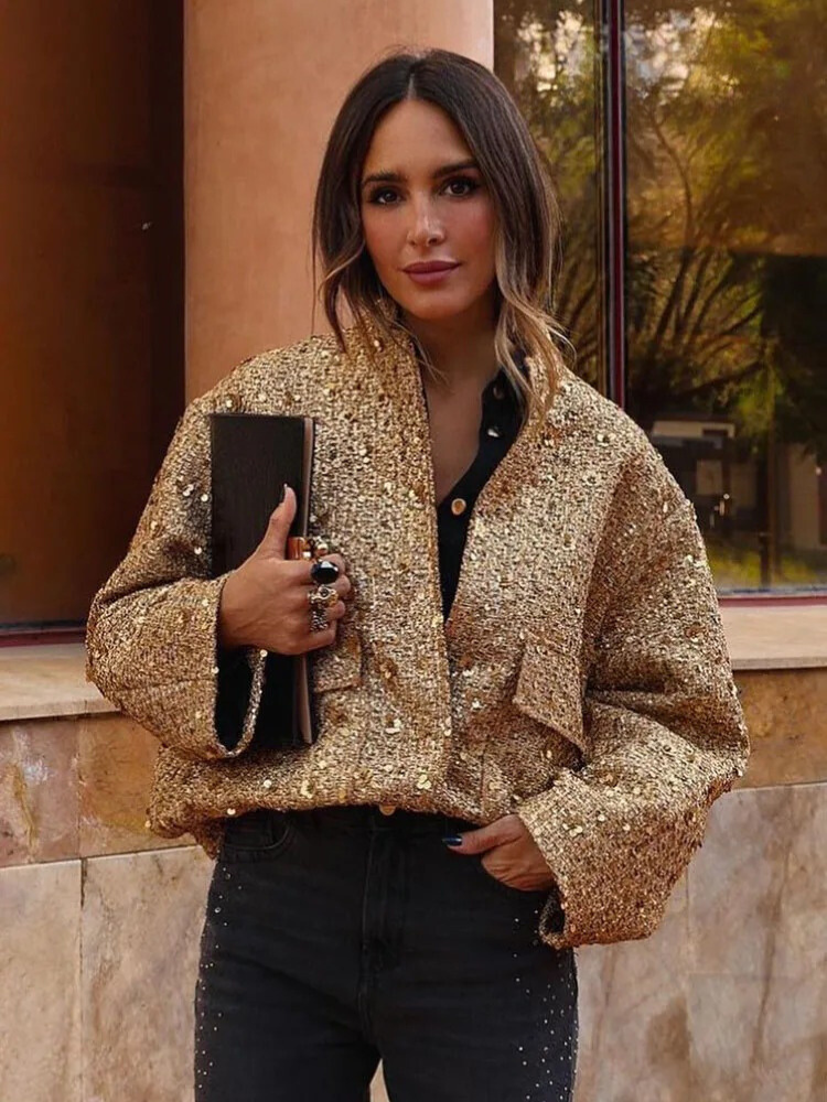 Gina Ladies' Jacket | Gold Sequins, Elegant Polyester 2