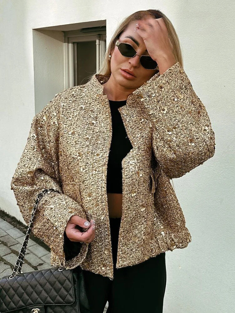 Gina Ladies' Jacket | Gold Sequins, Elegant Polyester 3