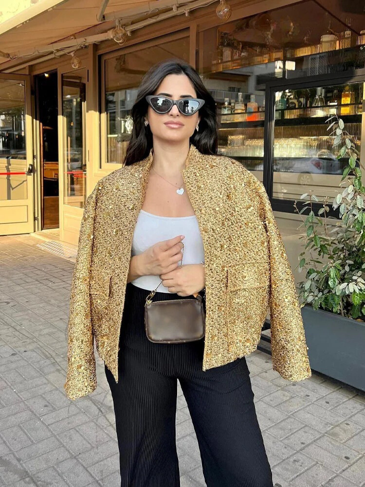 Gina Ladies' Jacket | Gold Sequins, Elegant Polyester 6