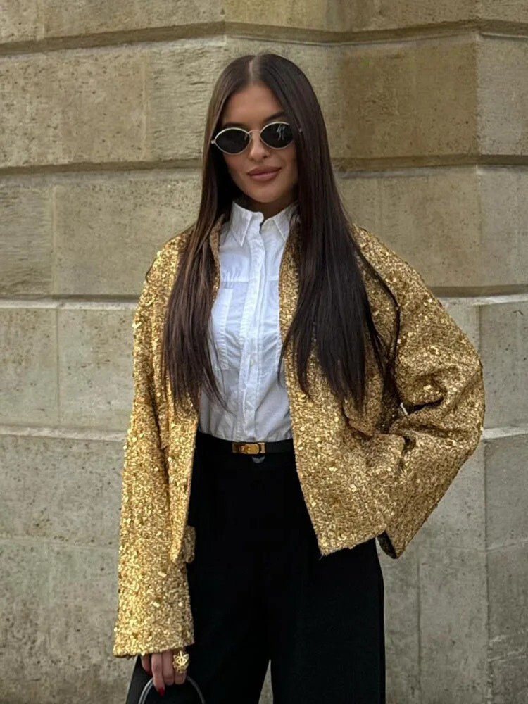Gina Ladies' Jacket | Gold Sequins, Elegant Polyester 7