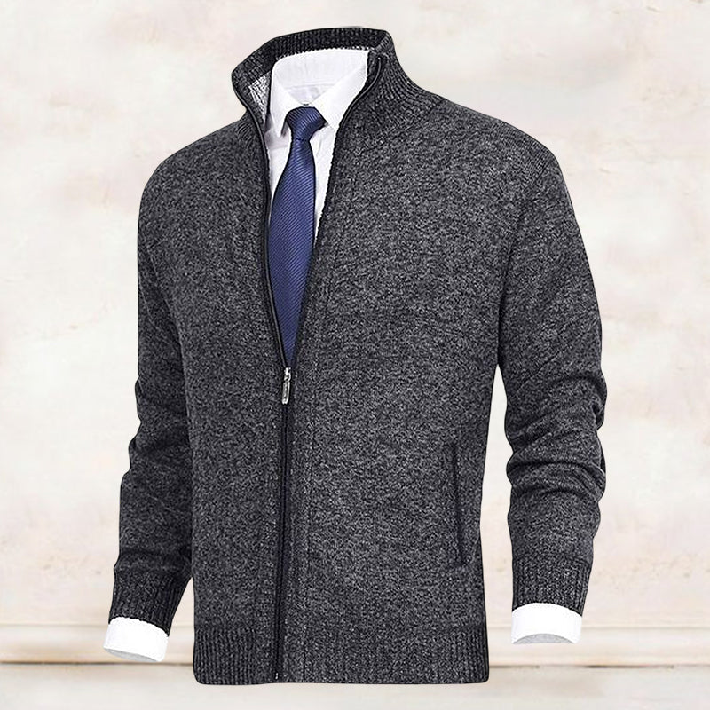 Harmony Men's Cardigan Sweater | Polyester-Acrylic Blend, Stand-Up Collar 2
