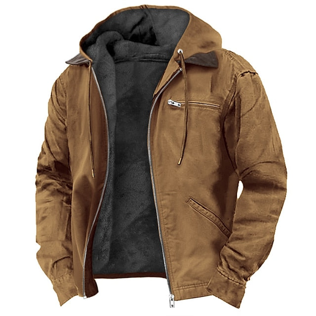 Haven Men's Jacket | Vintage Fleece Coat with Hood, Cozy Warmth 0