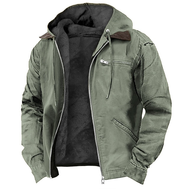 Haven Men's Jacket | Vintage Fleece Coat with Hood, Cozy Warmth 2