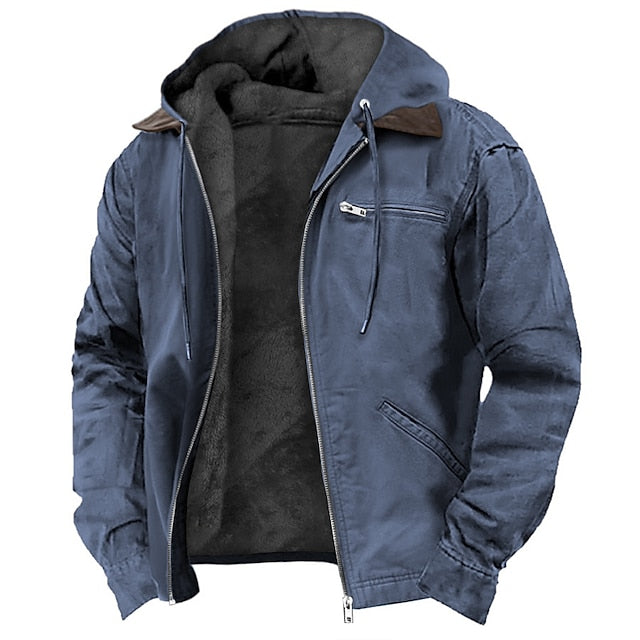 Haven Men's Jacket | Vintage Fleece Coat with Hood, Cozy Warmth 3