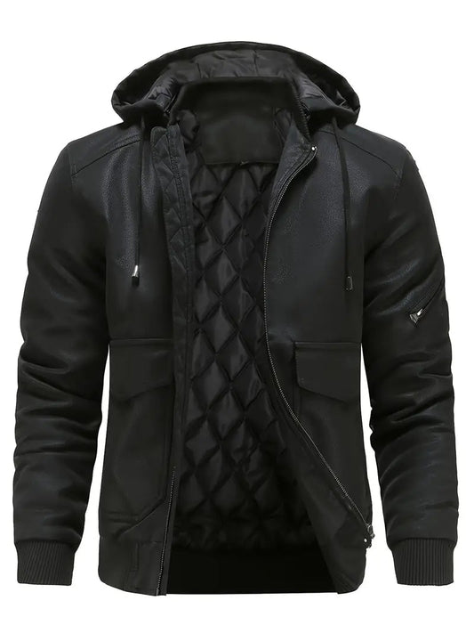 Hector Men's Winter Jacket | Windproof PU, Hooded Design 0