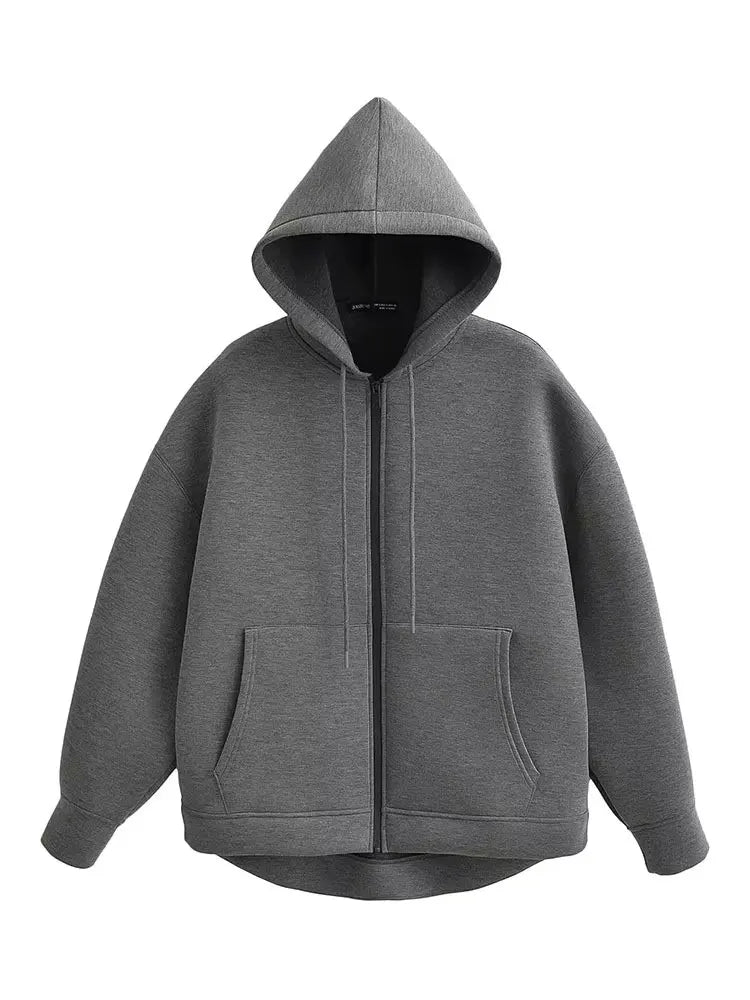 Holly Women's Winter Coat | Grey Long Zipper with Hood, Comfortable and Stylish 2