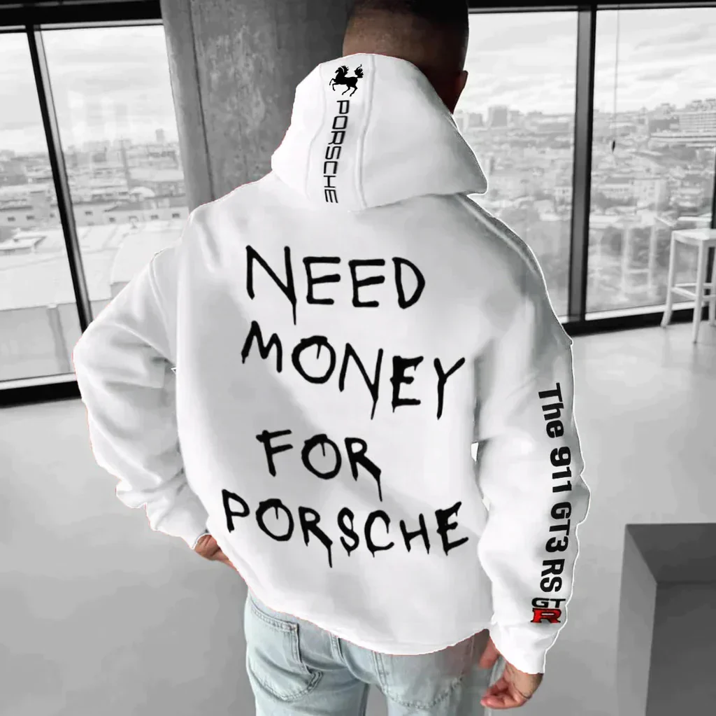 Hoodie with sports car print – Back design with typography and sleeve print 3