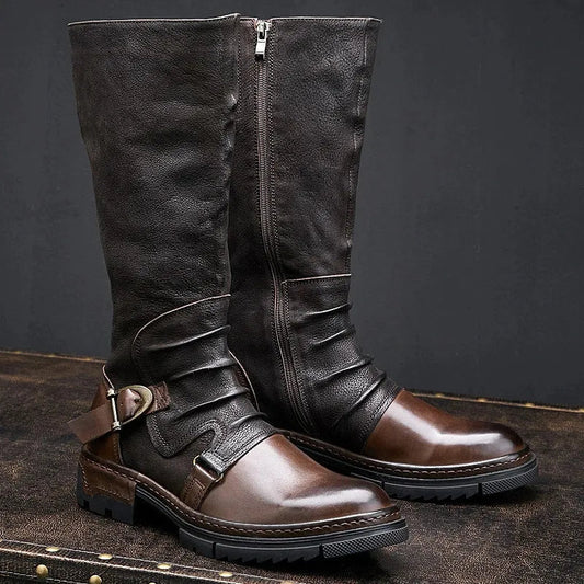 Hugo Black High Boots for Men | Stylish PU Leather, 30 cm High 0