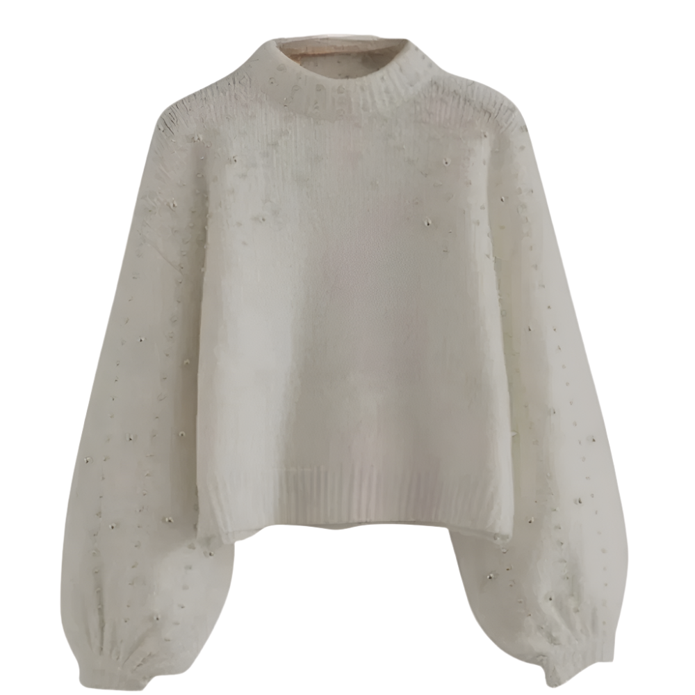 ISABELLE | Knitted sweater with pearl decoration and loose fit 0