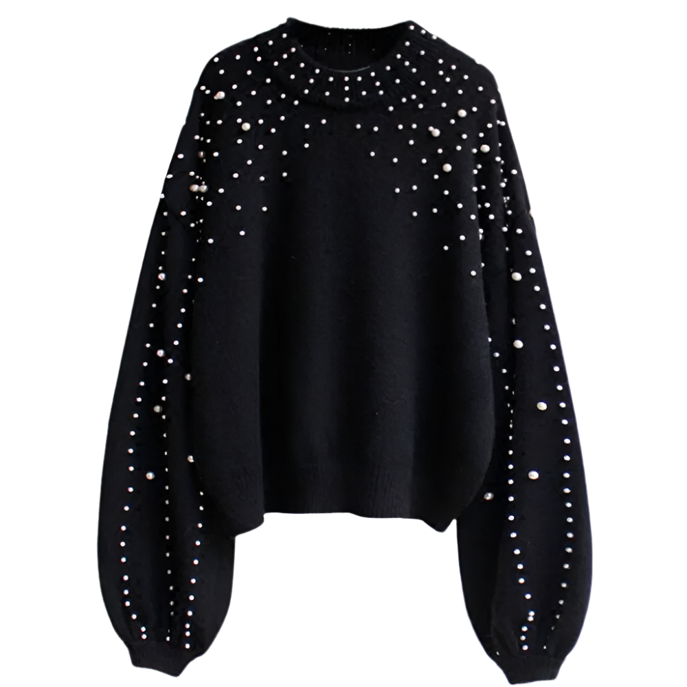 ISABELLE | Knitted sweater with pearl decoration and loose fit 1