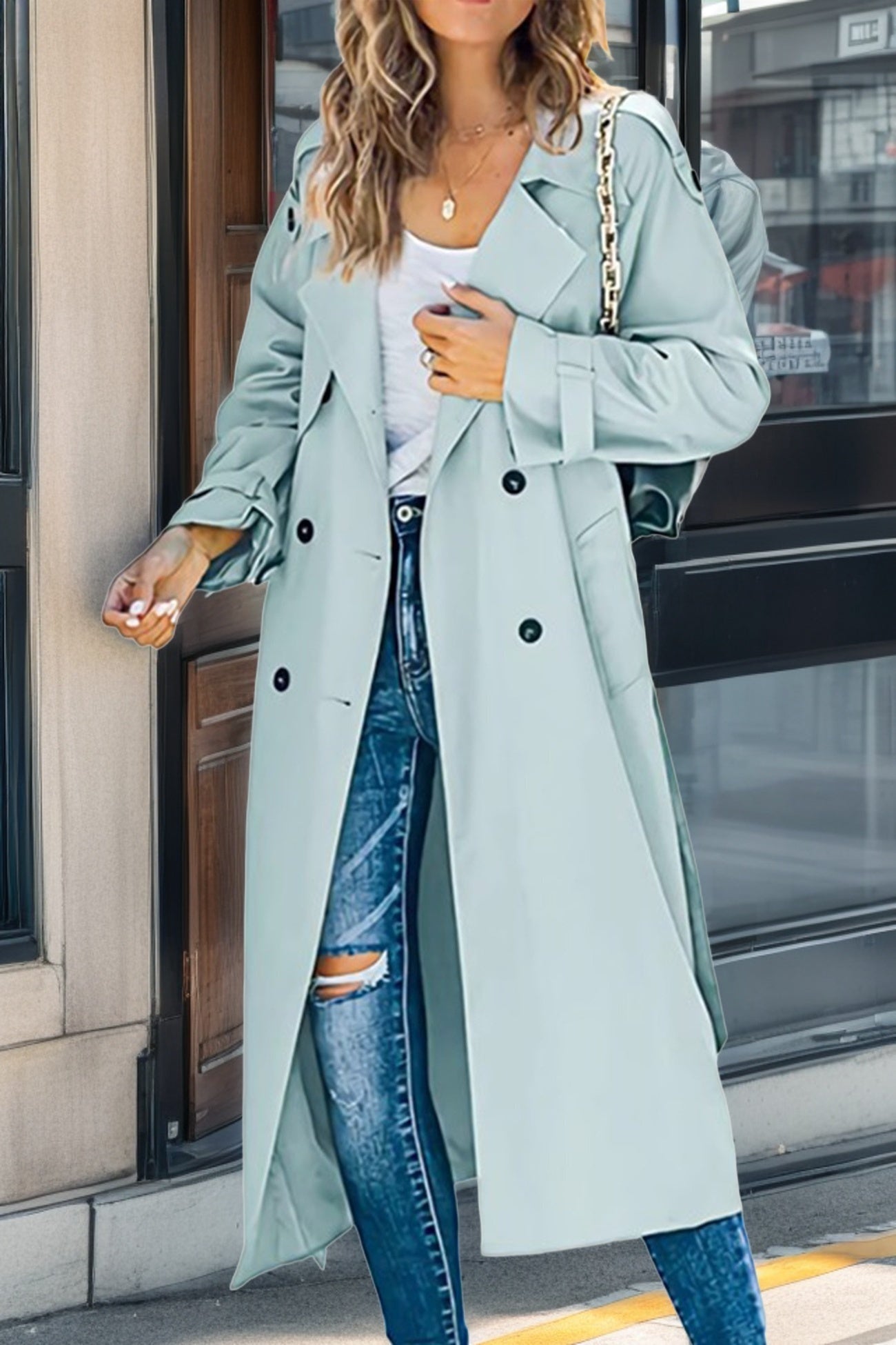 Iris Women's Trench Coat | Breathable Polyester, Double-Breasted Black 1