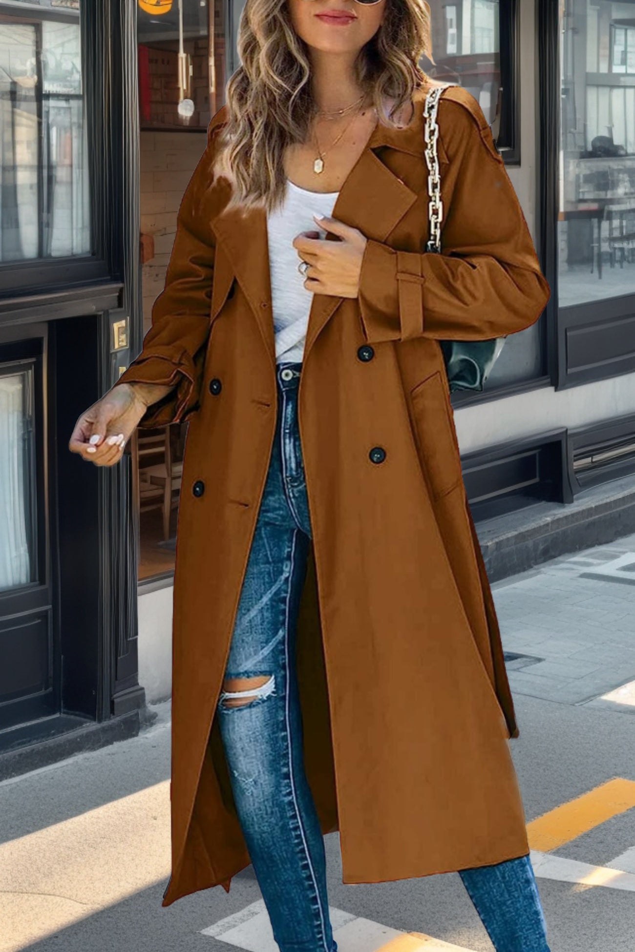 Iris Women's Trench Coat | Breathable Polyester, Double-Breasted Black 4
