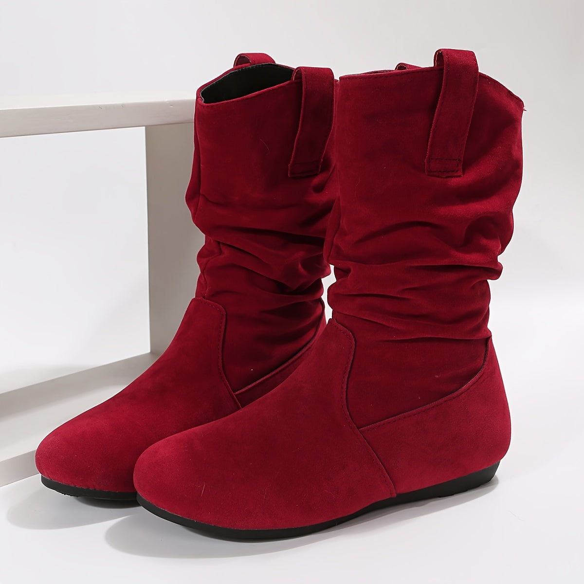 Jacy Women's Ankle Boots | Soft Black Suede with Pleat Details 1