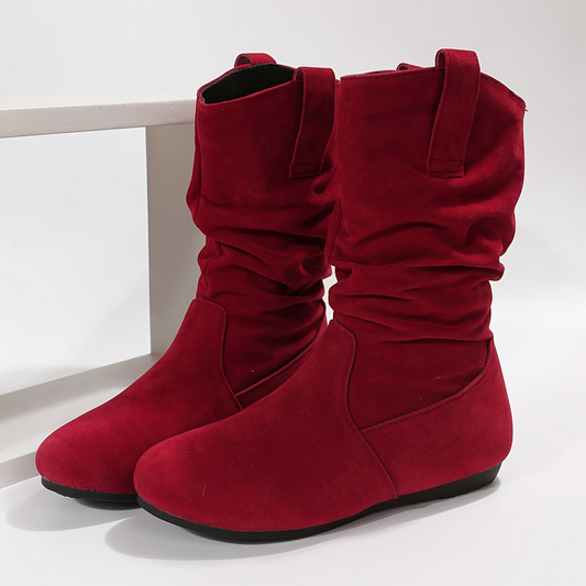 Jacy Women's Ankle Boots | Soft Black Suede with Pleat Details 1