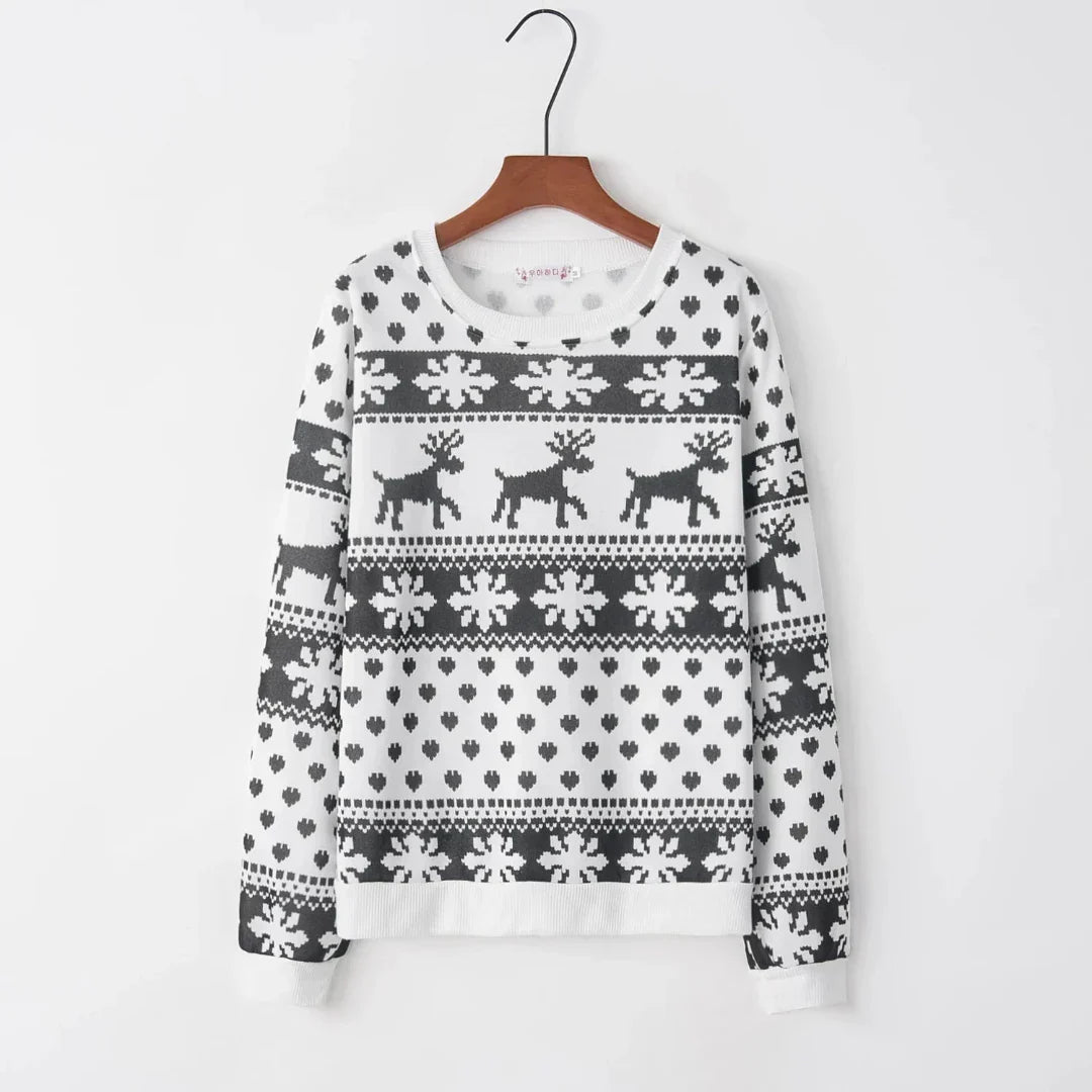 Kendra Women's Christmas Sweater | Knitted Fabric with Reindeer, Comfortable Fit 3