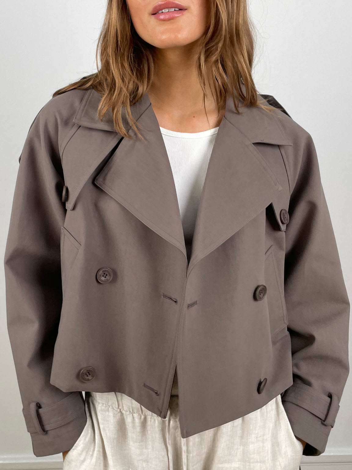 Kira Women's Trench Coat | Short Lightweight, Elegant Fit in Green 0