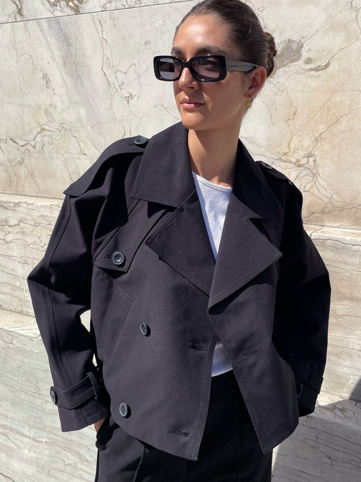 Kira Women's Trench Coat | Short Lightweight, Elegant Fit in Green 6