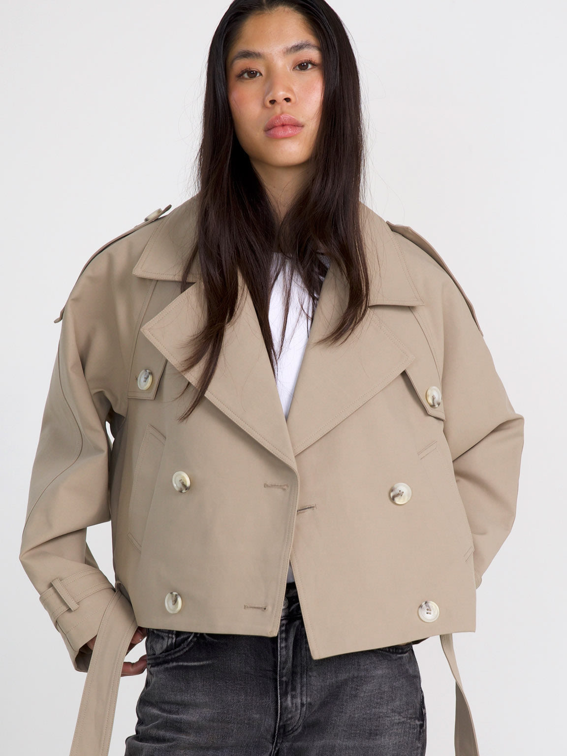 Kira Women's Trench Coat | Short Lightweight, Elegant Fit in Green 9
