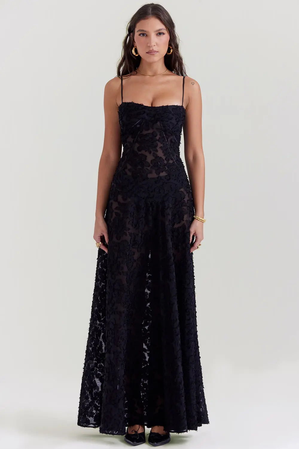 LIVIA | Long summer dress with open back and adjustable straps 0