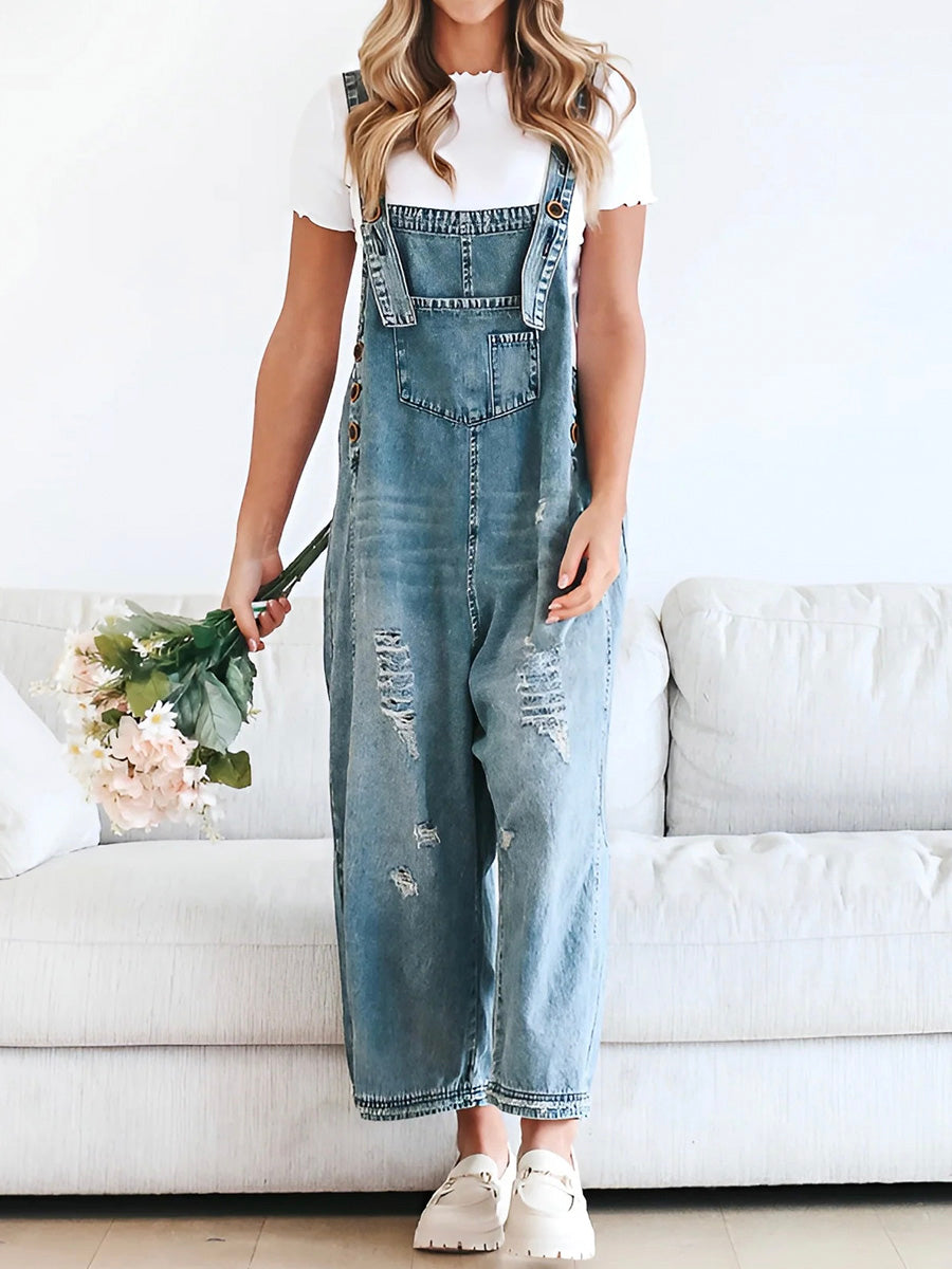 LIVIA | Loose Denim Dungarees for Women 0