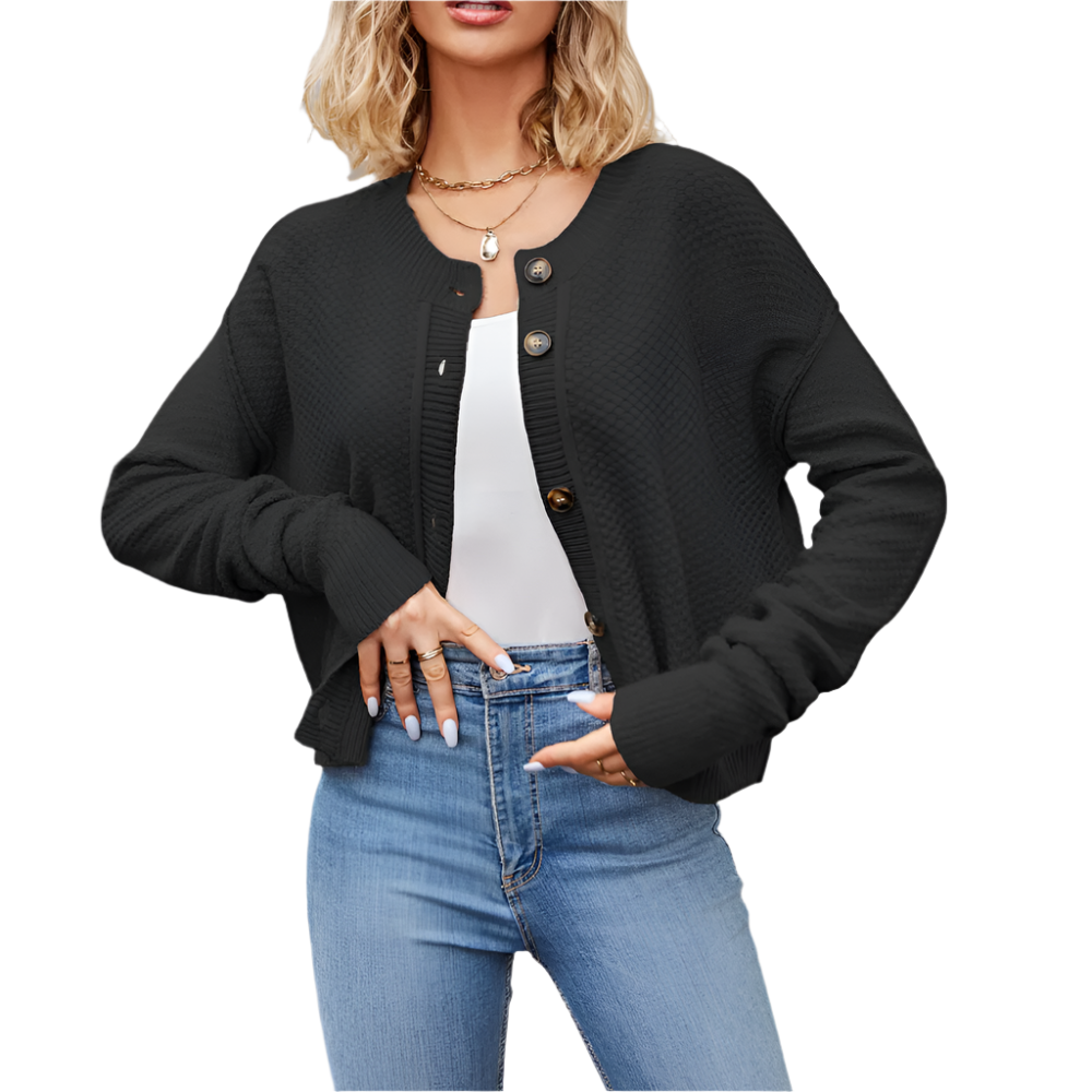LOÏSE | Knitted cardigan with chunky buttons and a relaxed fit 2