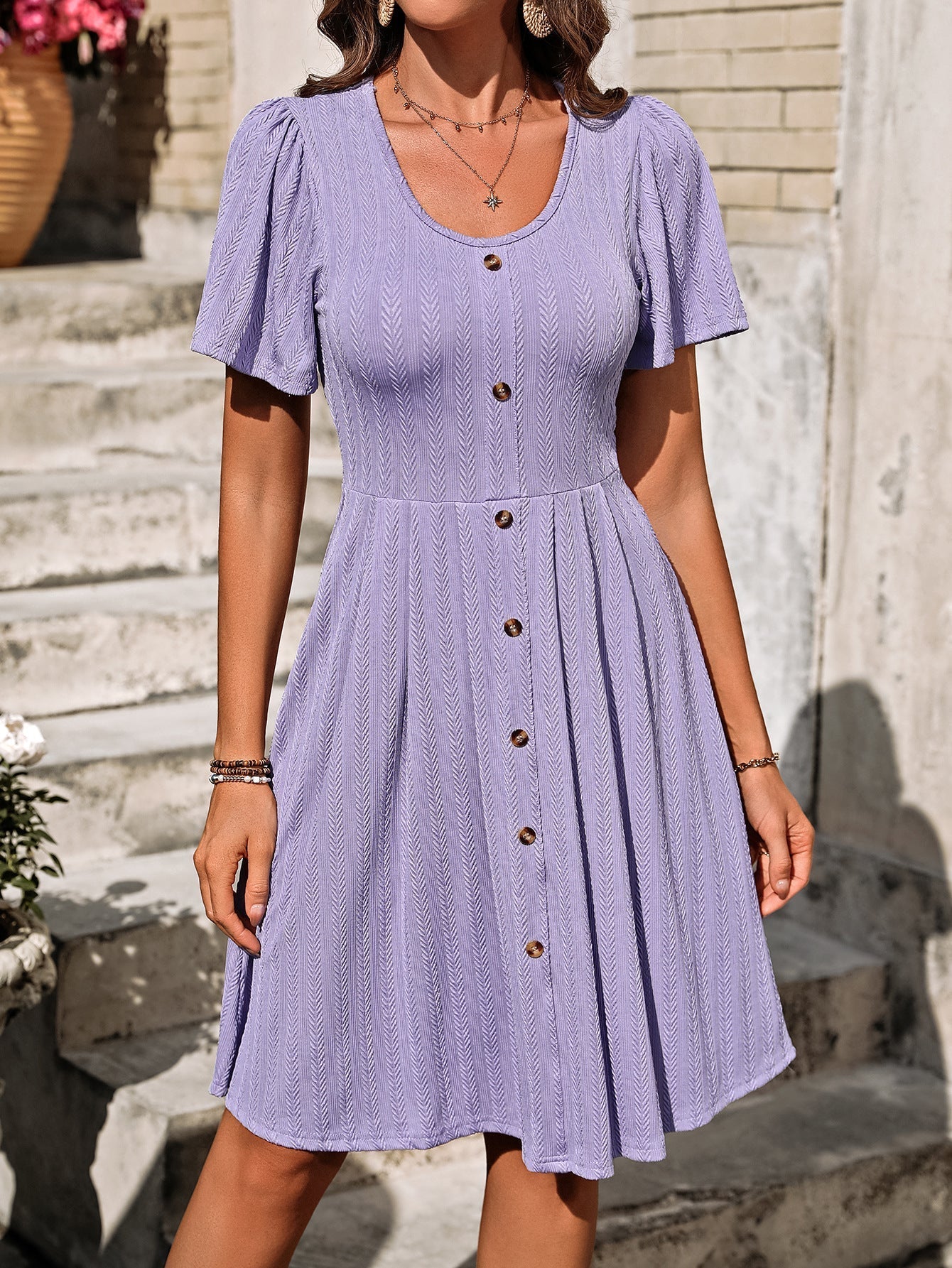 LYANA | Casual Summer Dress with Button Detail 8