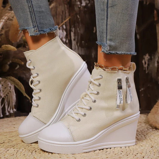 LYZANE | Elegant wedge sneaker with zip and hidden heel 0