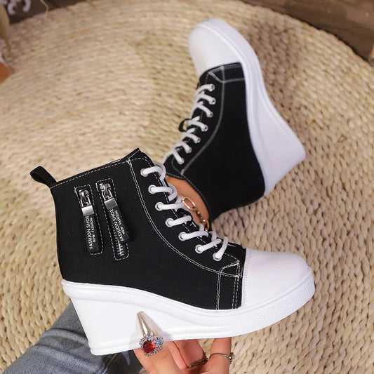 LYZANE | Elegant wedge sneaker with zip and hidden heel 1